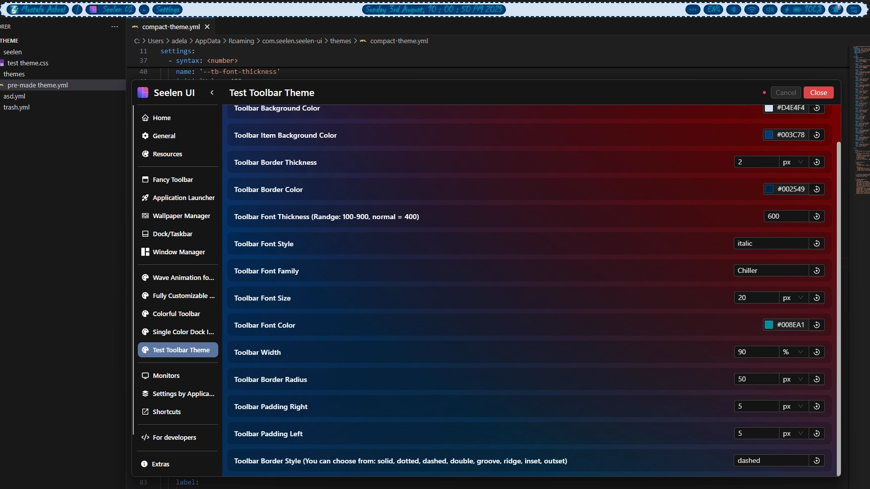 Test Toolbar Customizable Theme - Theme screenshot - Seelen UI