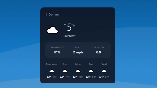Weather Dashboard - Widget screenshot - Seelen UI