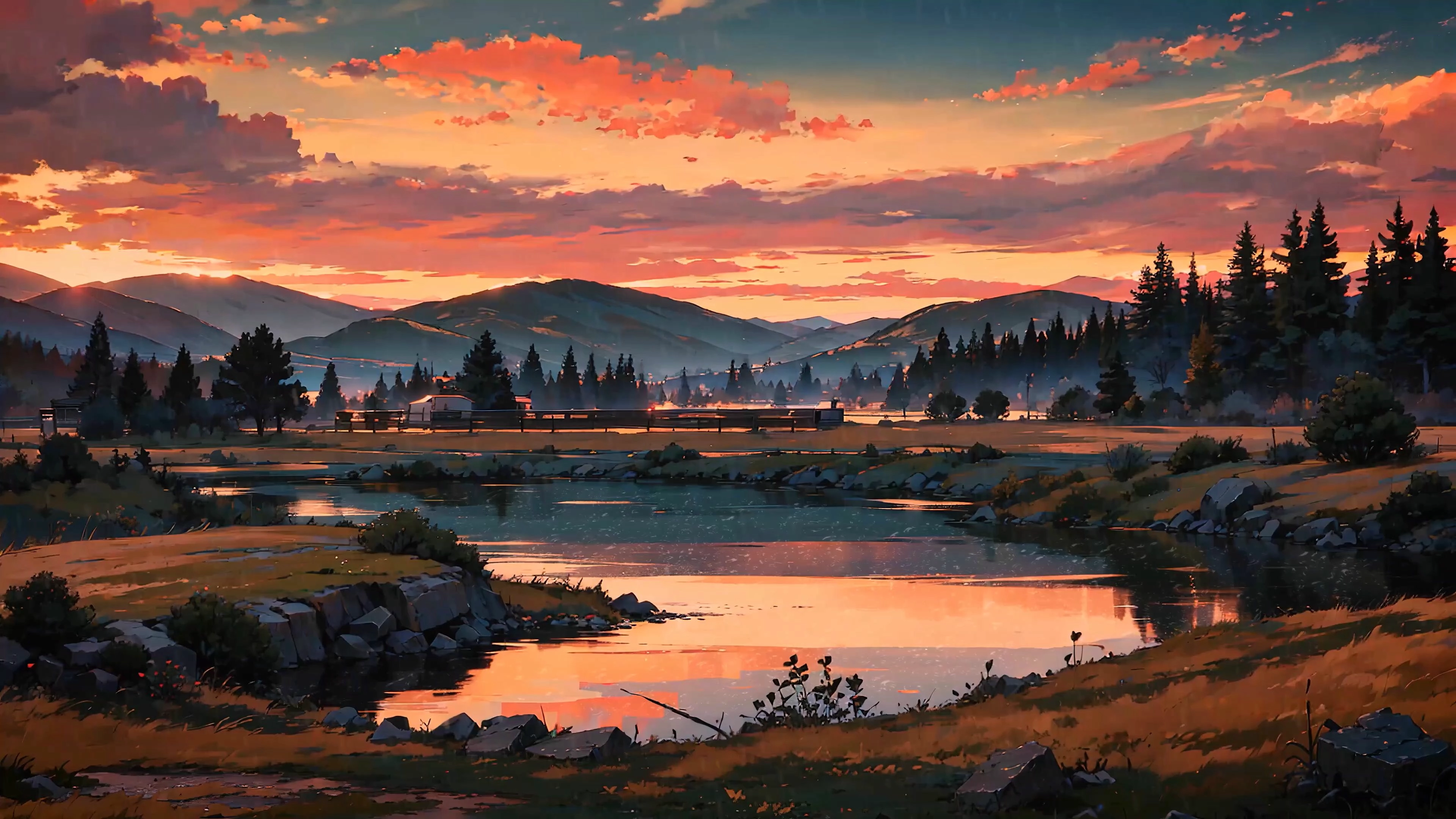 Mountain Lake Sunset banner