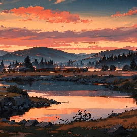 Mountain Lake Sunset - Seelen Papel pintado