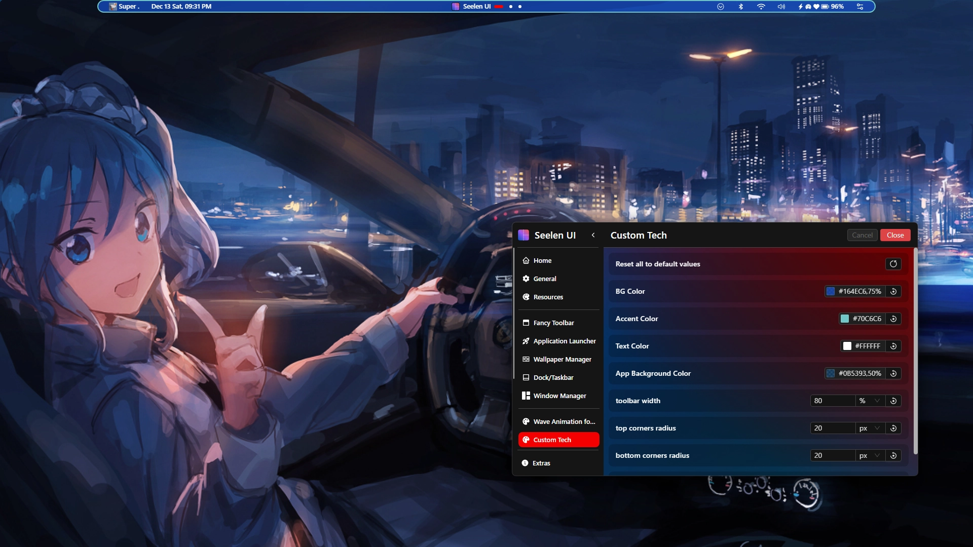 Custom TECH - Theme screenshot - Seelen UI
