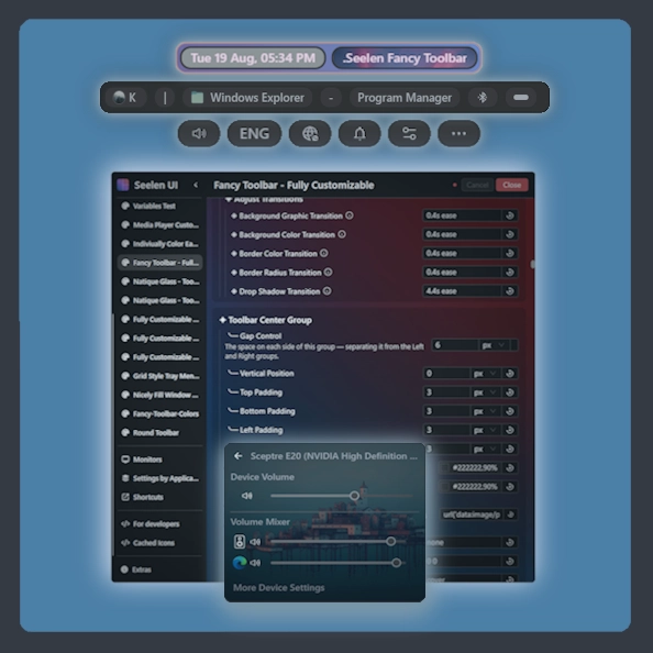 Fancy Toolbar - Fully Customizable - Seelen Theme