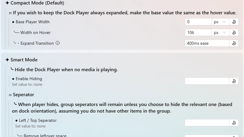 Dock Player Customizer - Theme screenshot - Seelen UI