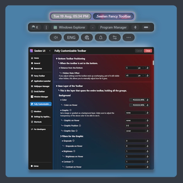 Fully Customizable Toolbar - Seelen Tema