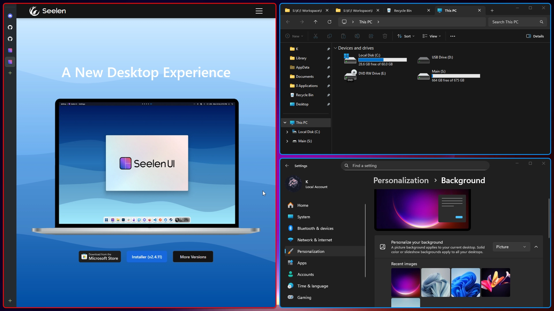 Fully Customizable Window Manager - Theme screenshot - Seelen UI
