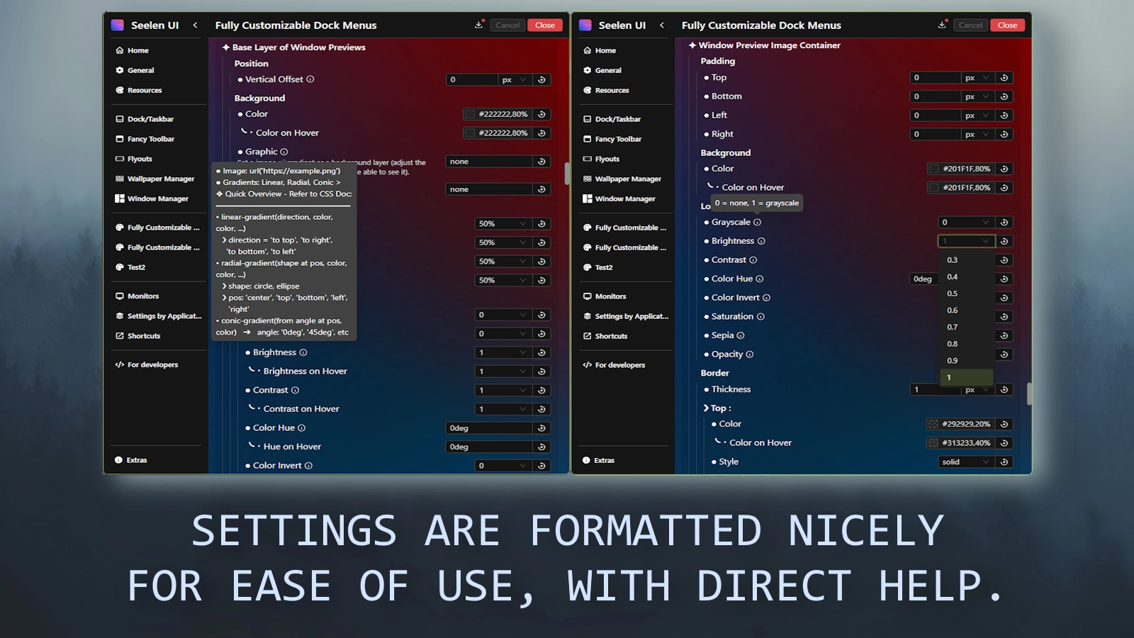 Fully Customizable Dock Menus - Theme screenshot - Seelen UI