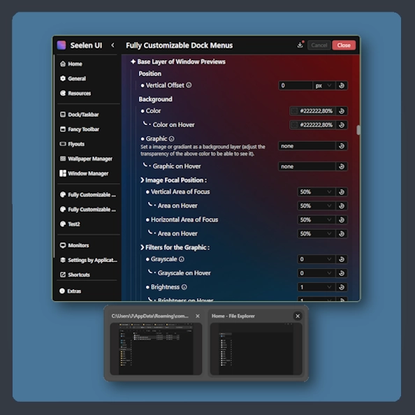 Fully Customizable Dock Menus - Seelen Theme