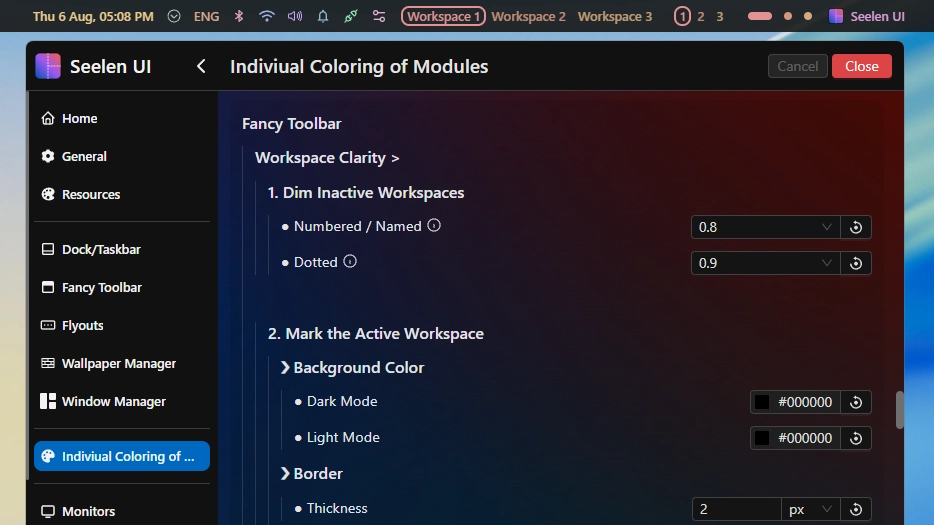 Indiviual Coloring of Toolbar Modules - Theme screenshot - Seelen UI