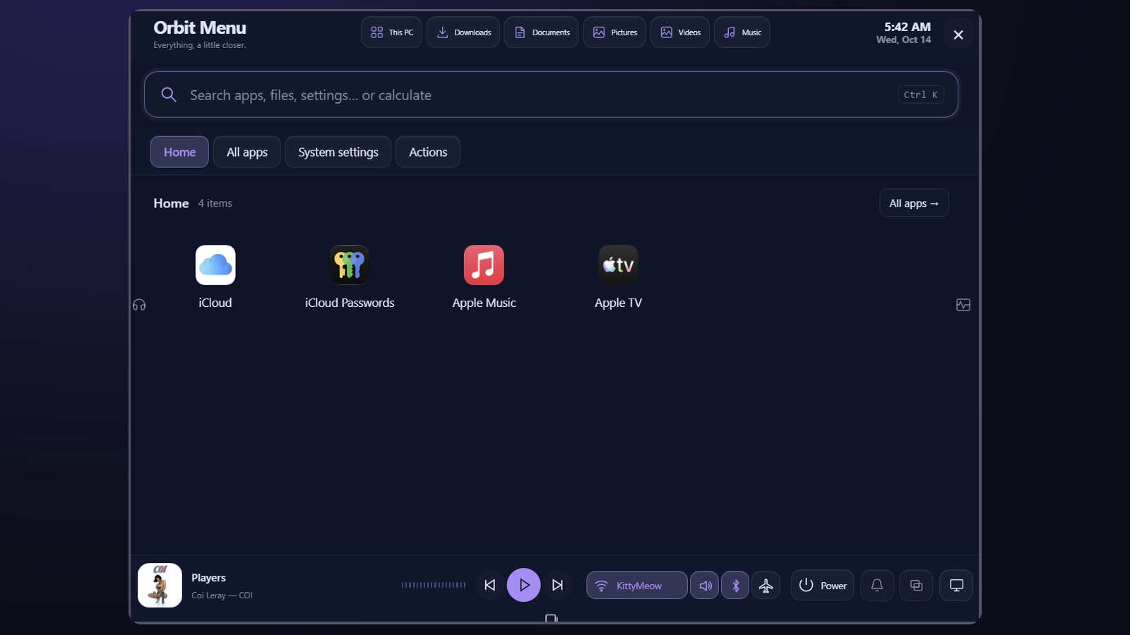 Orbit Menu - Widget screenshot - Seelen UI
