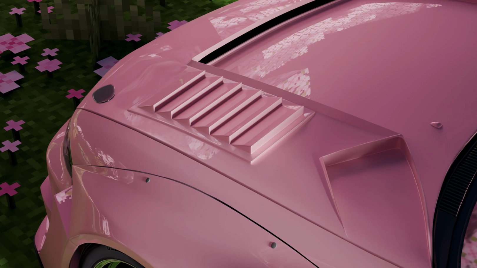 Pink Nissan Skyline IX R33 x Minecraft (Live) - Wallpaper screenshot - Seelen UI