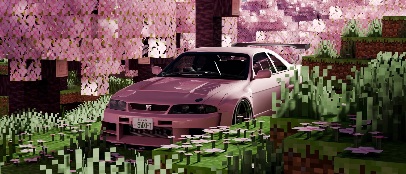 Pink Nissan Skyline IX R33 x Minecraft (Live) banner