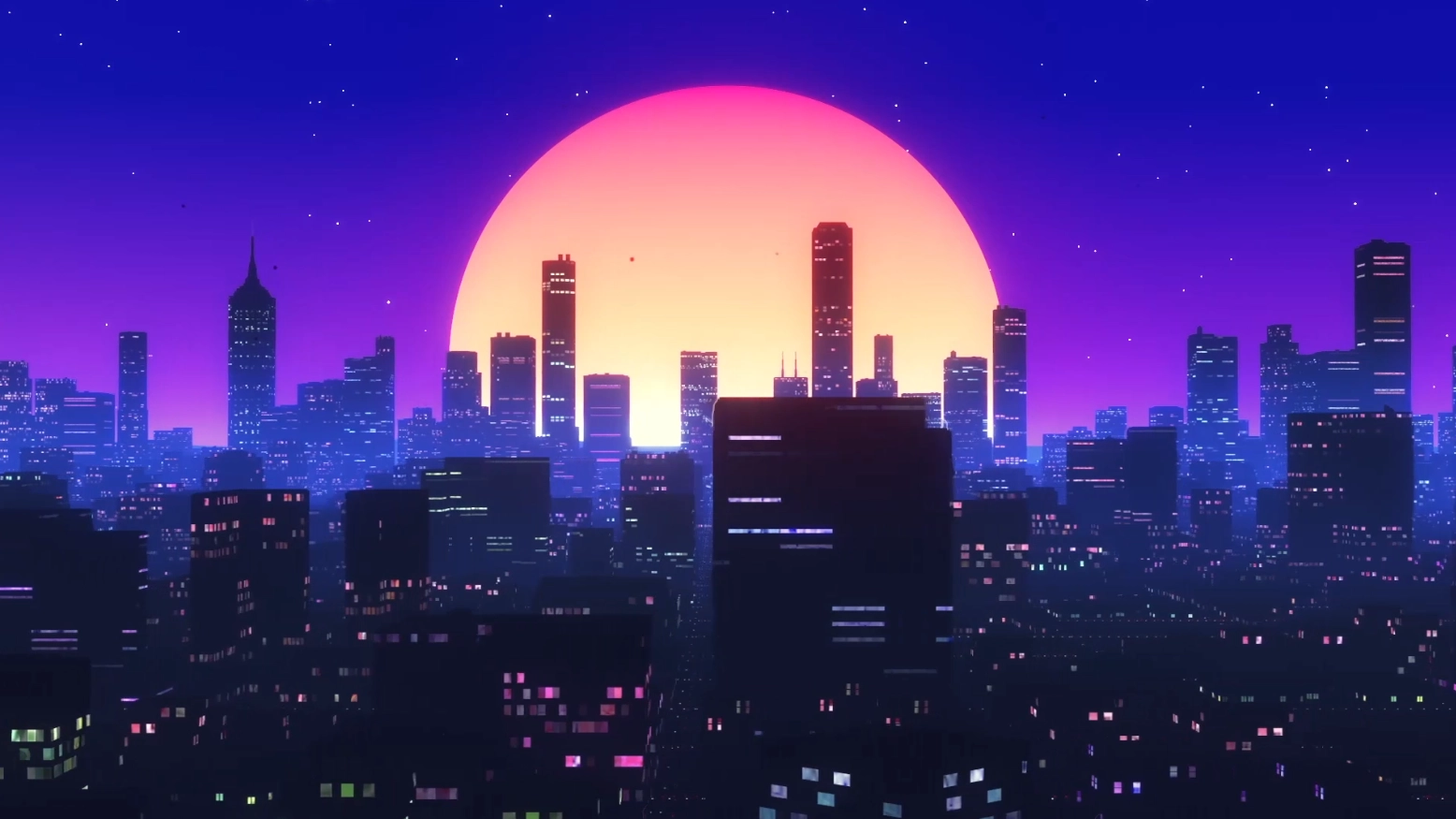 Big Moon Over The Night City (Live) - Wallpaper screenshot - Seelen UI