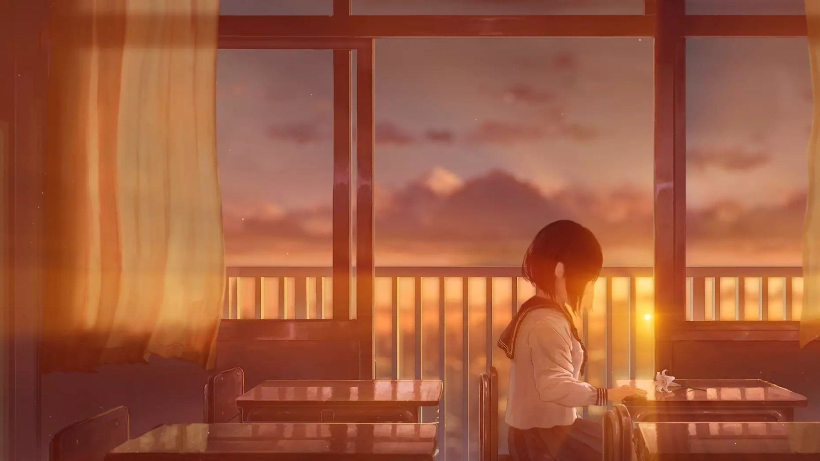 Single Girl at Her Desk (Live) - Wallpaper screenshot - Seelen UI