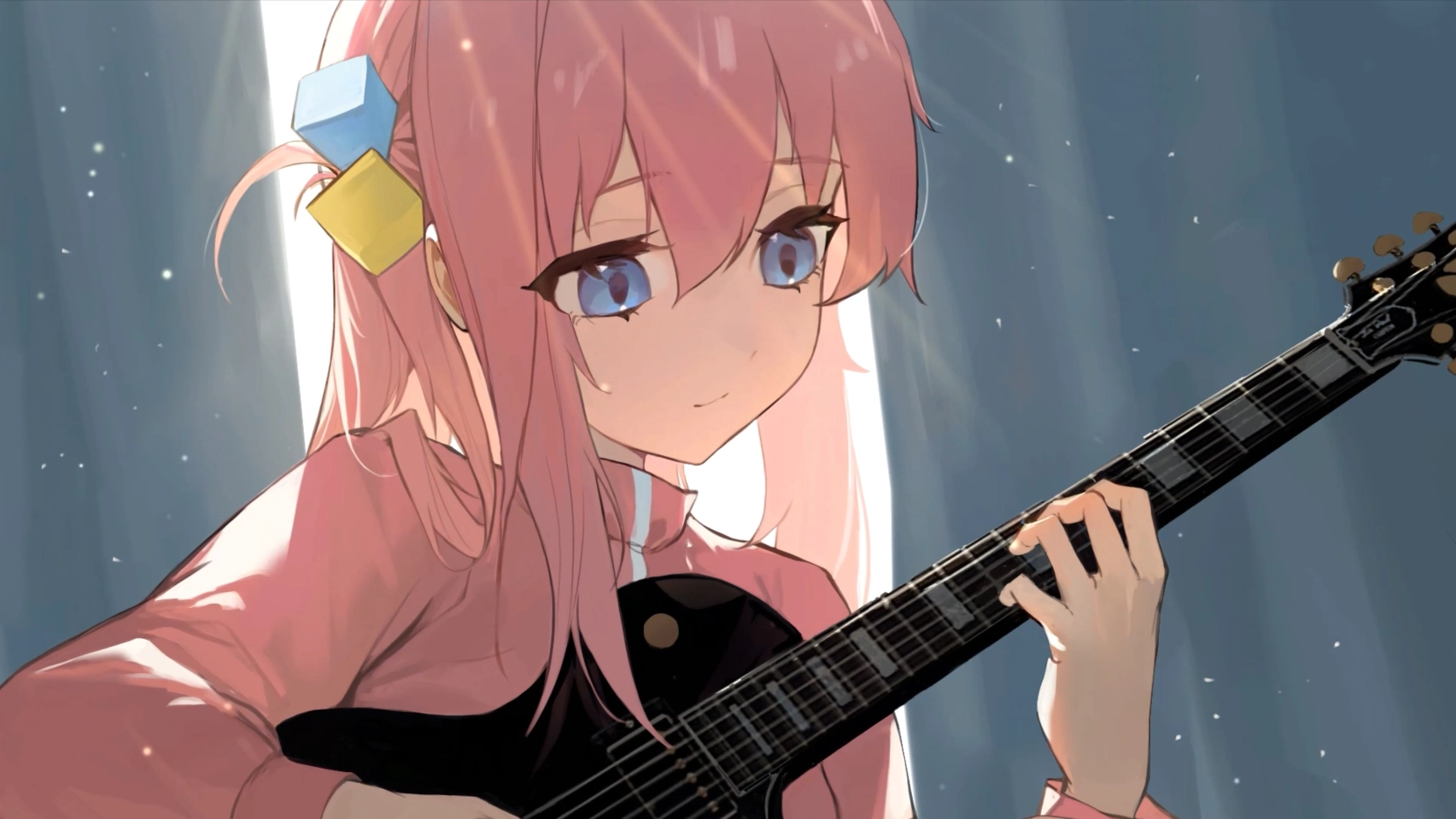 Bocchi playing guitar (Live) - Wallpaper screenshot - Seelen UI