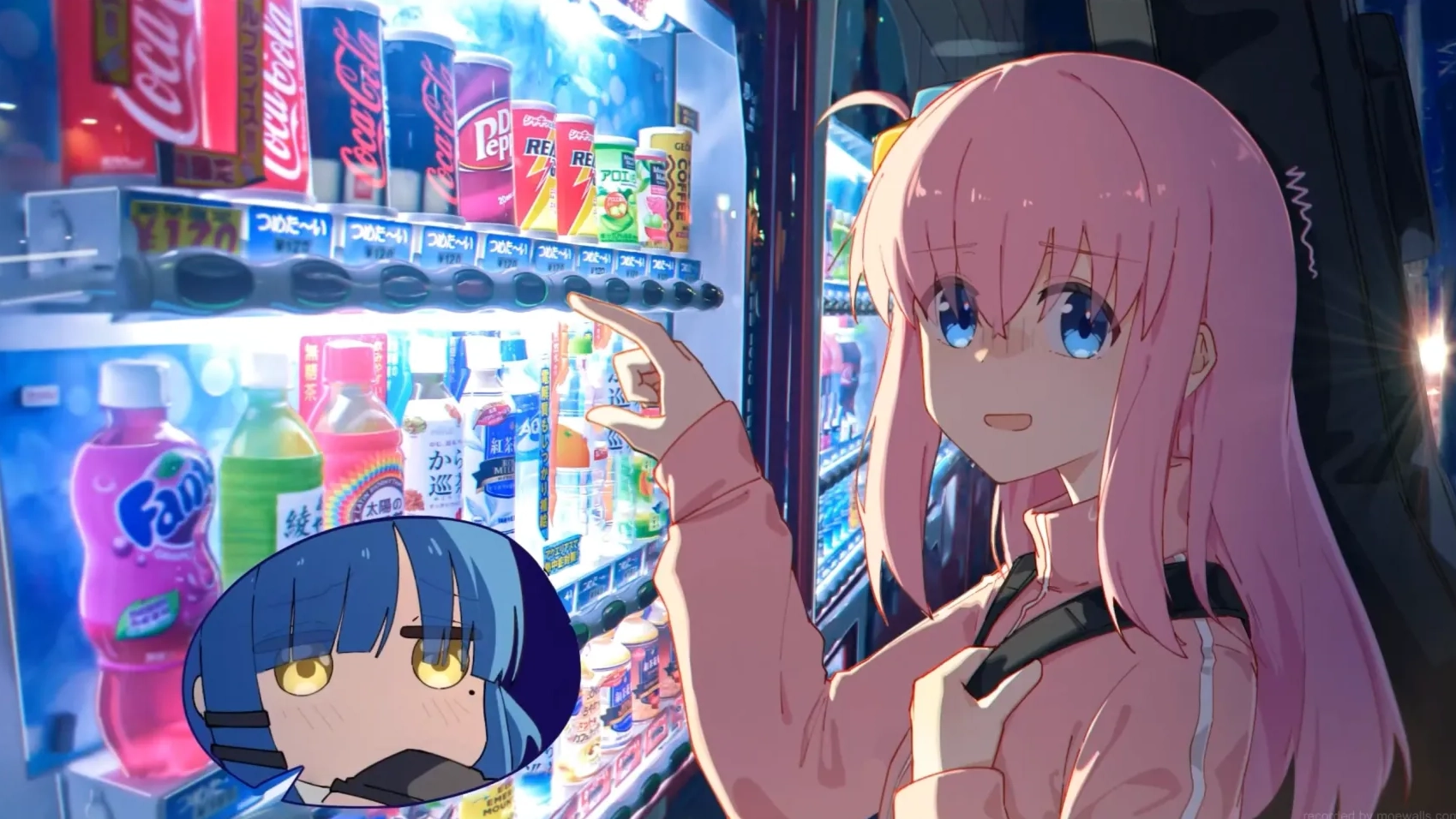 Hitori Gotoh beside vending machine (Live) - Wallpaper screenshot - Seelen UI
