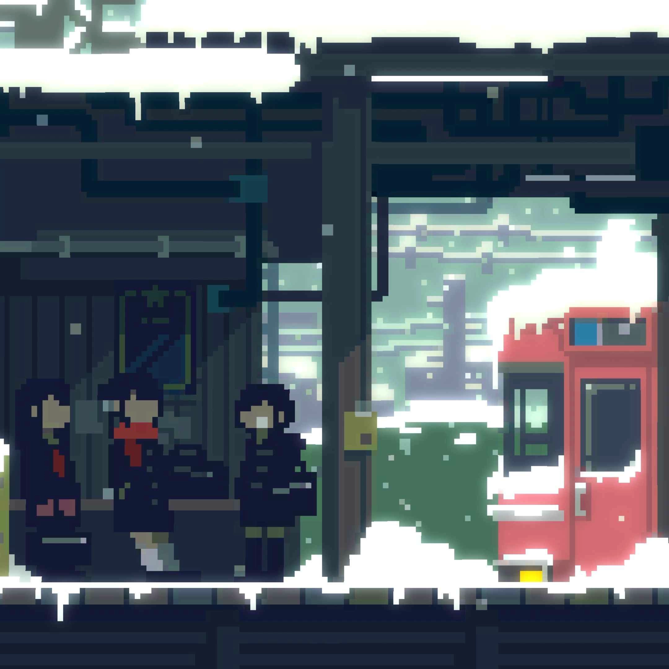 Snowy Pixel Train Station (Live) - Seelen Tapeet