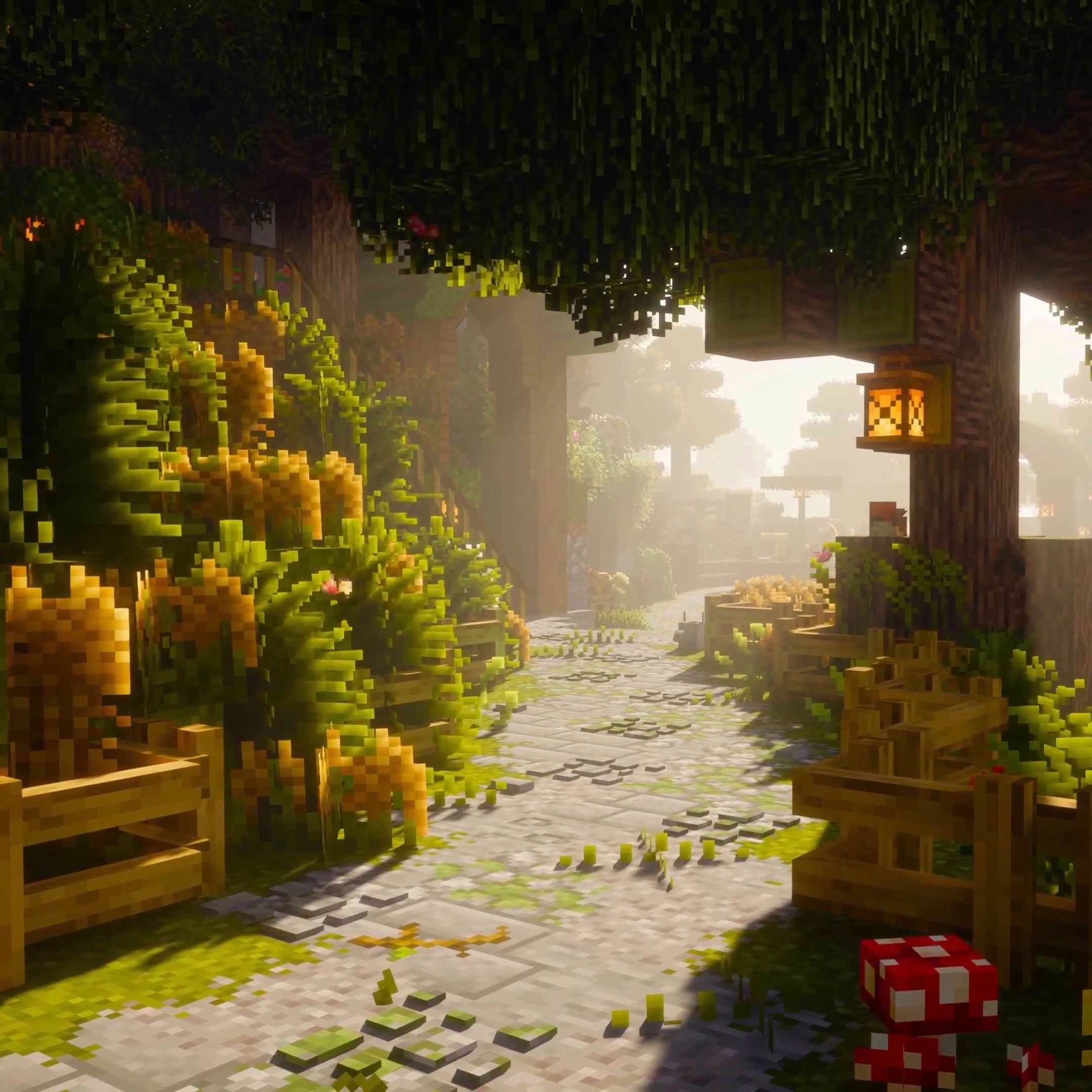 Peaceful Minecraft Forest Path (Live) - Seelen Fons de pantalla