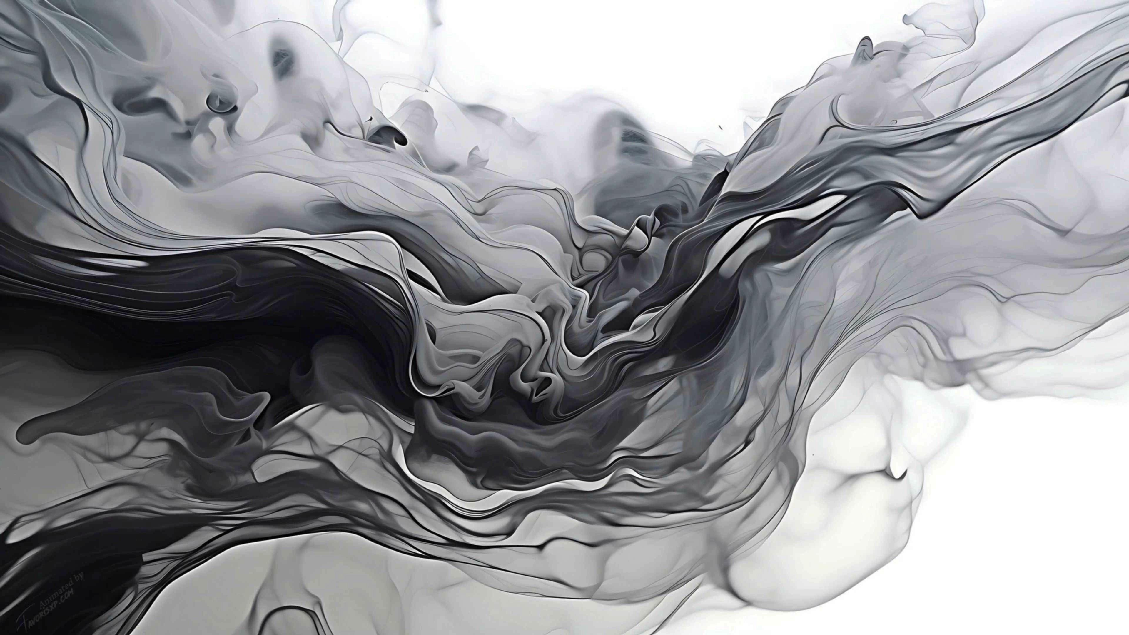 Black and White Ink Flow (Live) - Wallpaper screenshot - Seelen UI