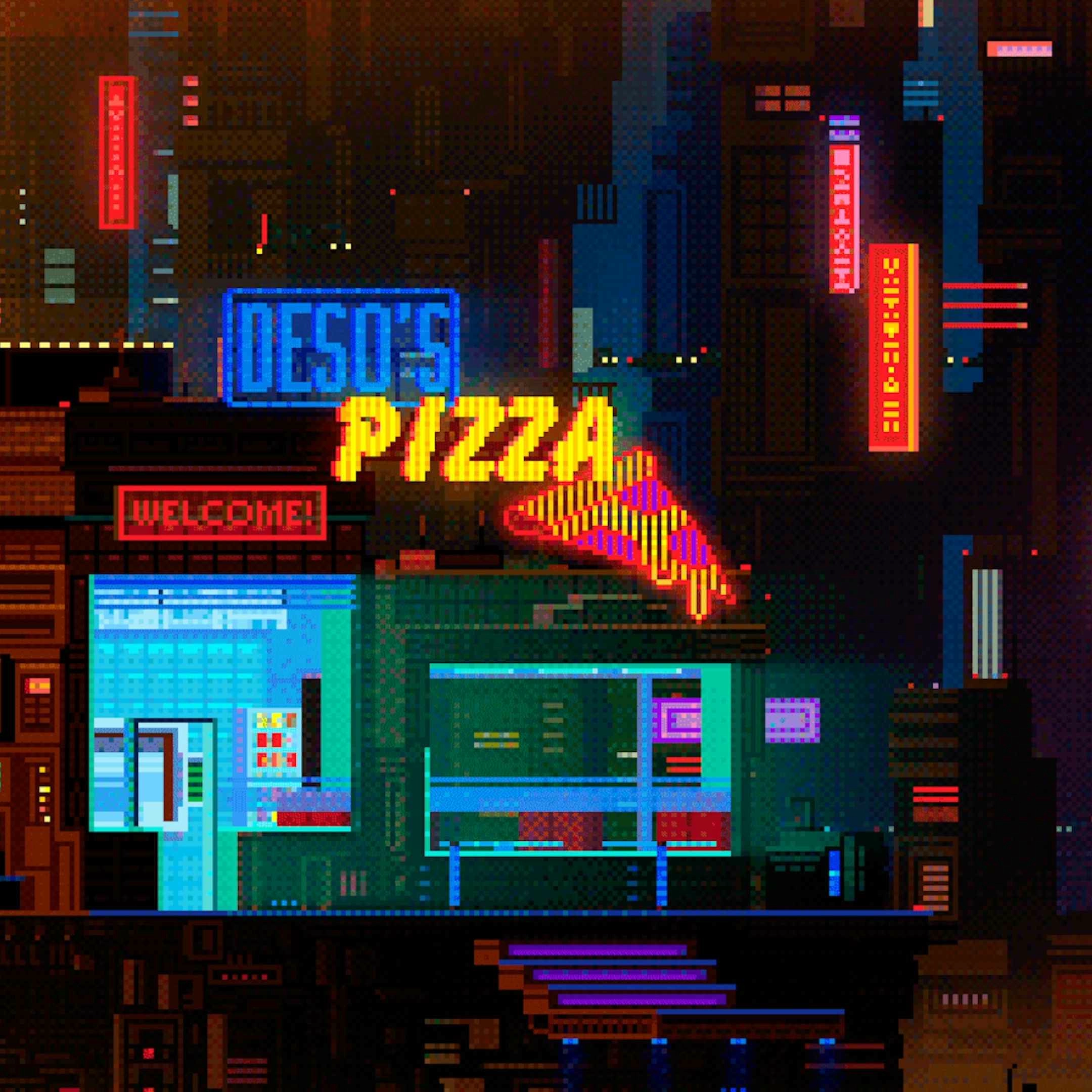 Cyberpunk Pizza Nights (Live) - Seelen Carta da parati