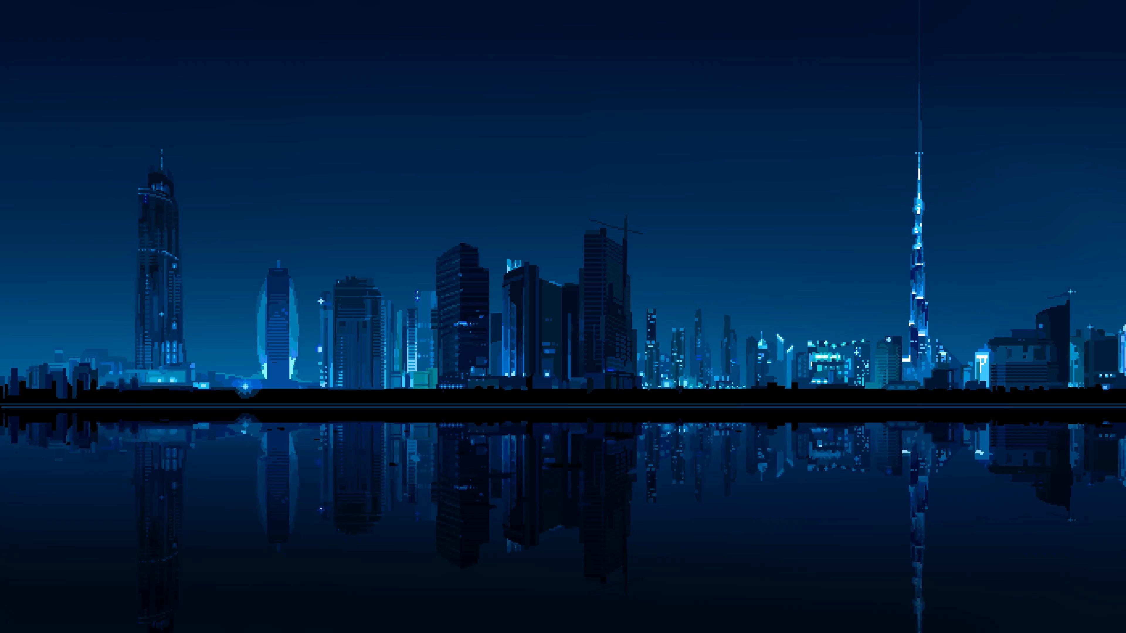 Pixel Dubai Blue Night Skyline (Live) banner