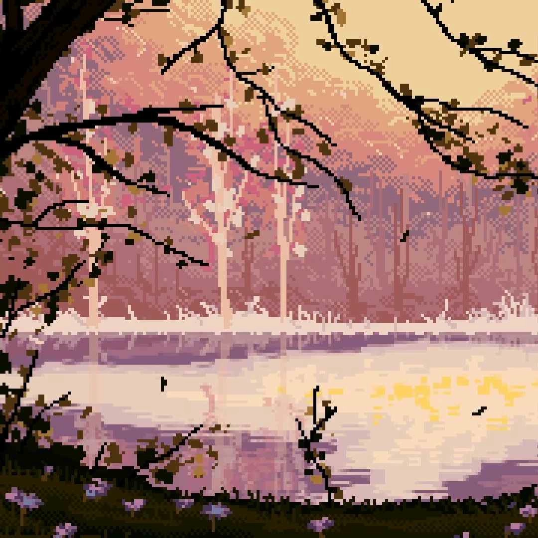 Tranquil Pixel Lake Live - Seelen Behang