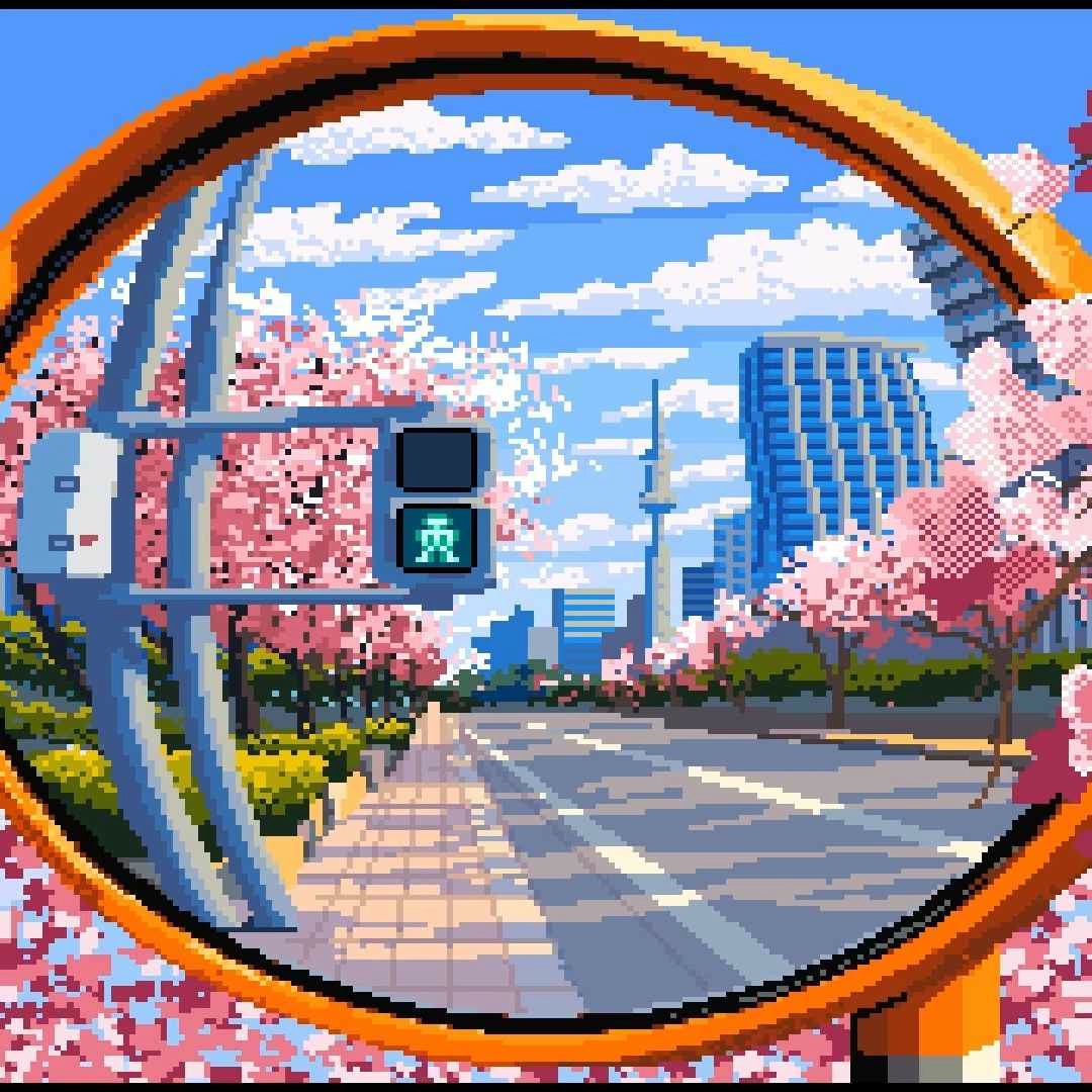 Pixel Sakura City Loop (Live) - Seelen Behang