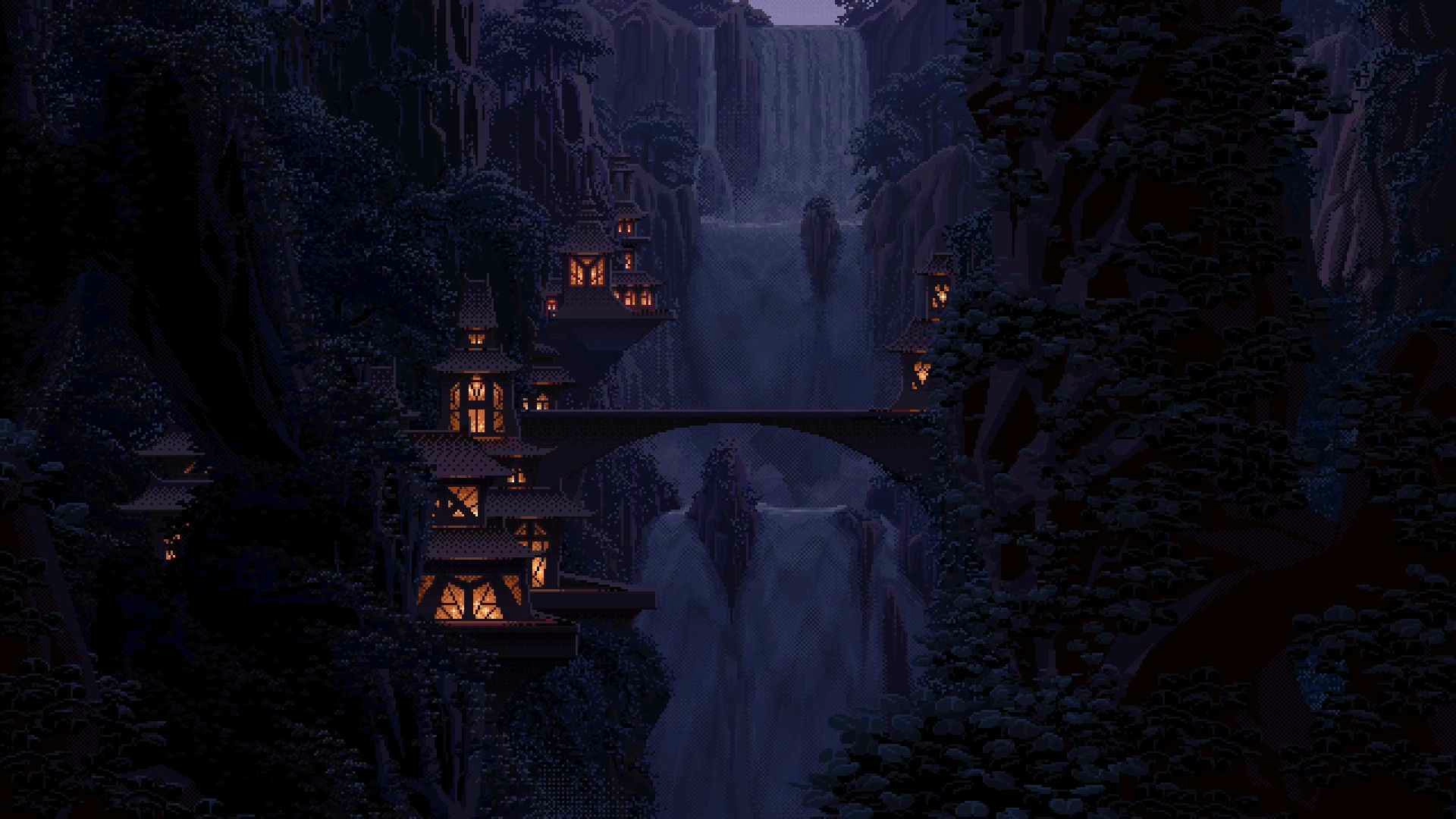 Pixel Waterfall (Live) - Wallpaper screenshot - Seelen UI
