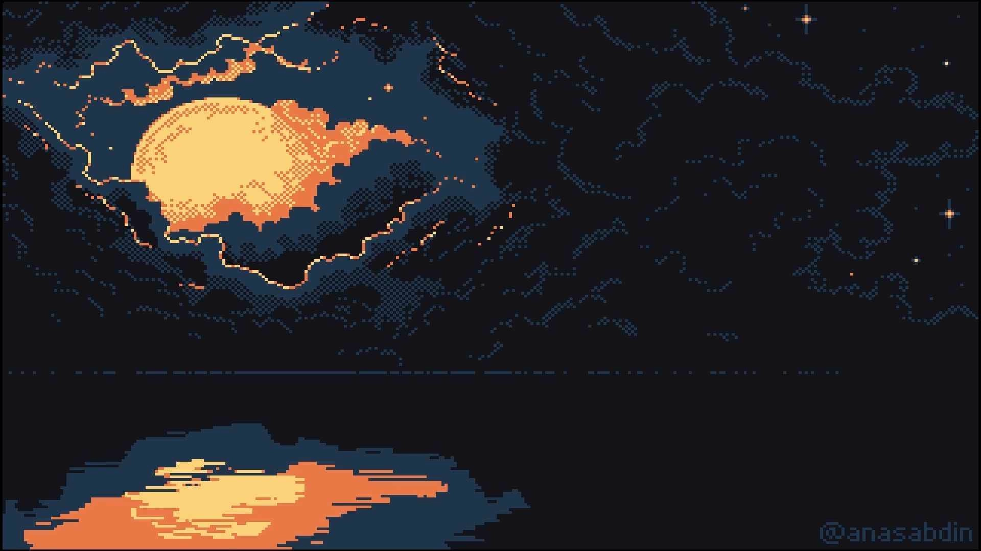 Pixel Sun Midnight Sea (Live) - Wallpaper screenshot - Seelen UI
