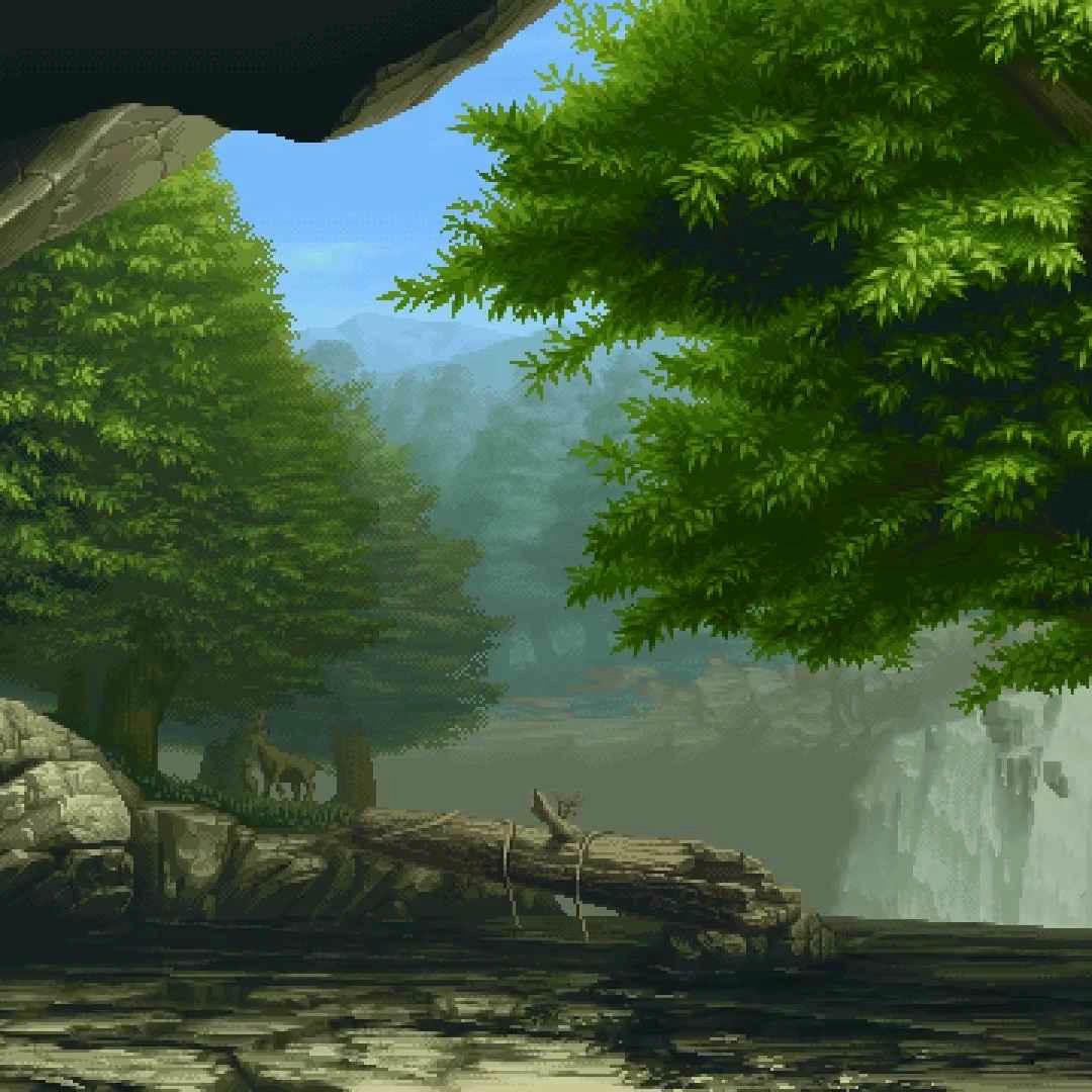 Forest Waterfall Pixel (Live) - Seelen Wallpaper