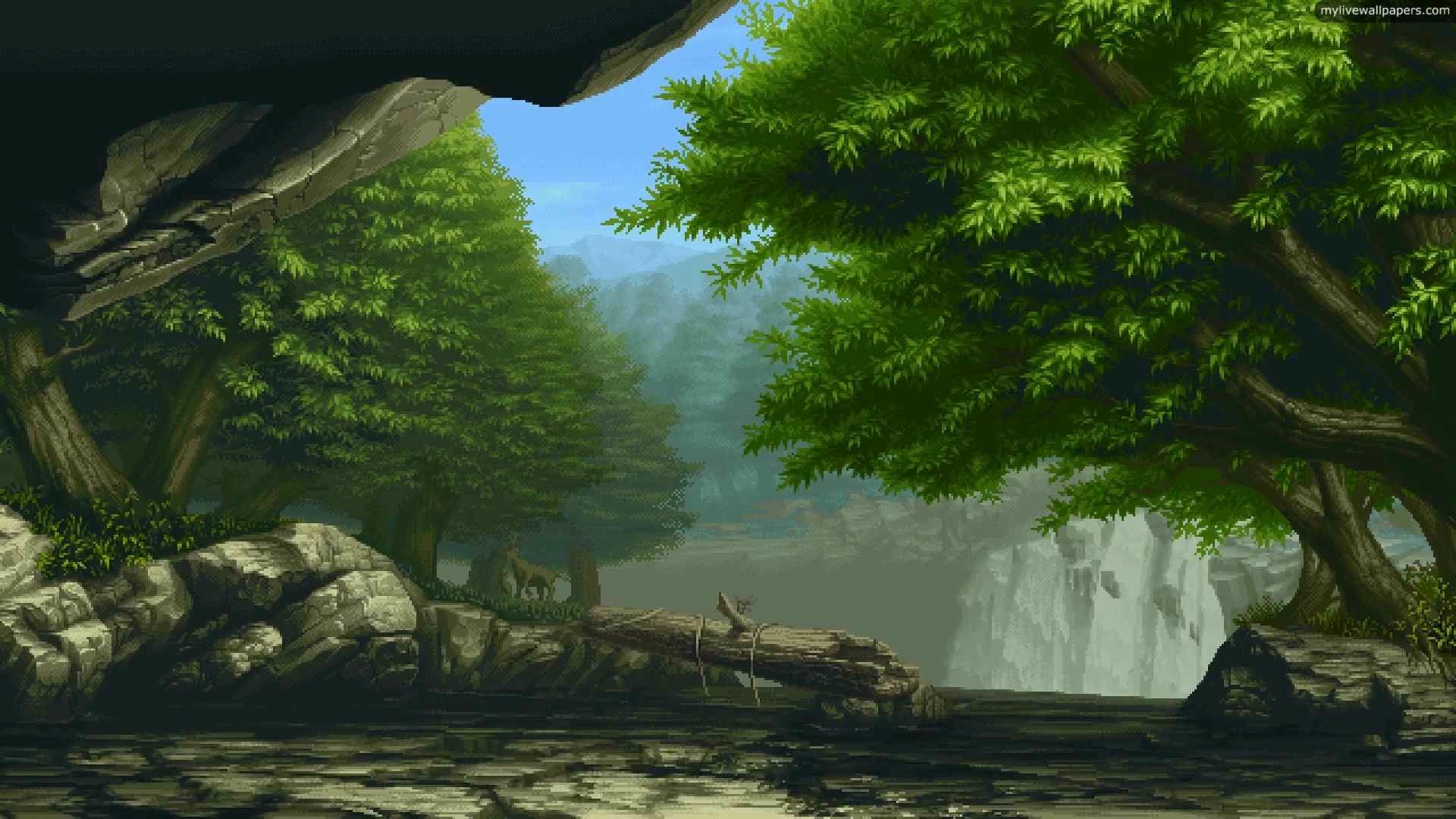 Forest Waterfall Pixel (Live) - Wallpaper screenshot - Seelen UI