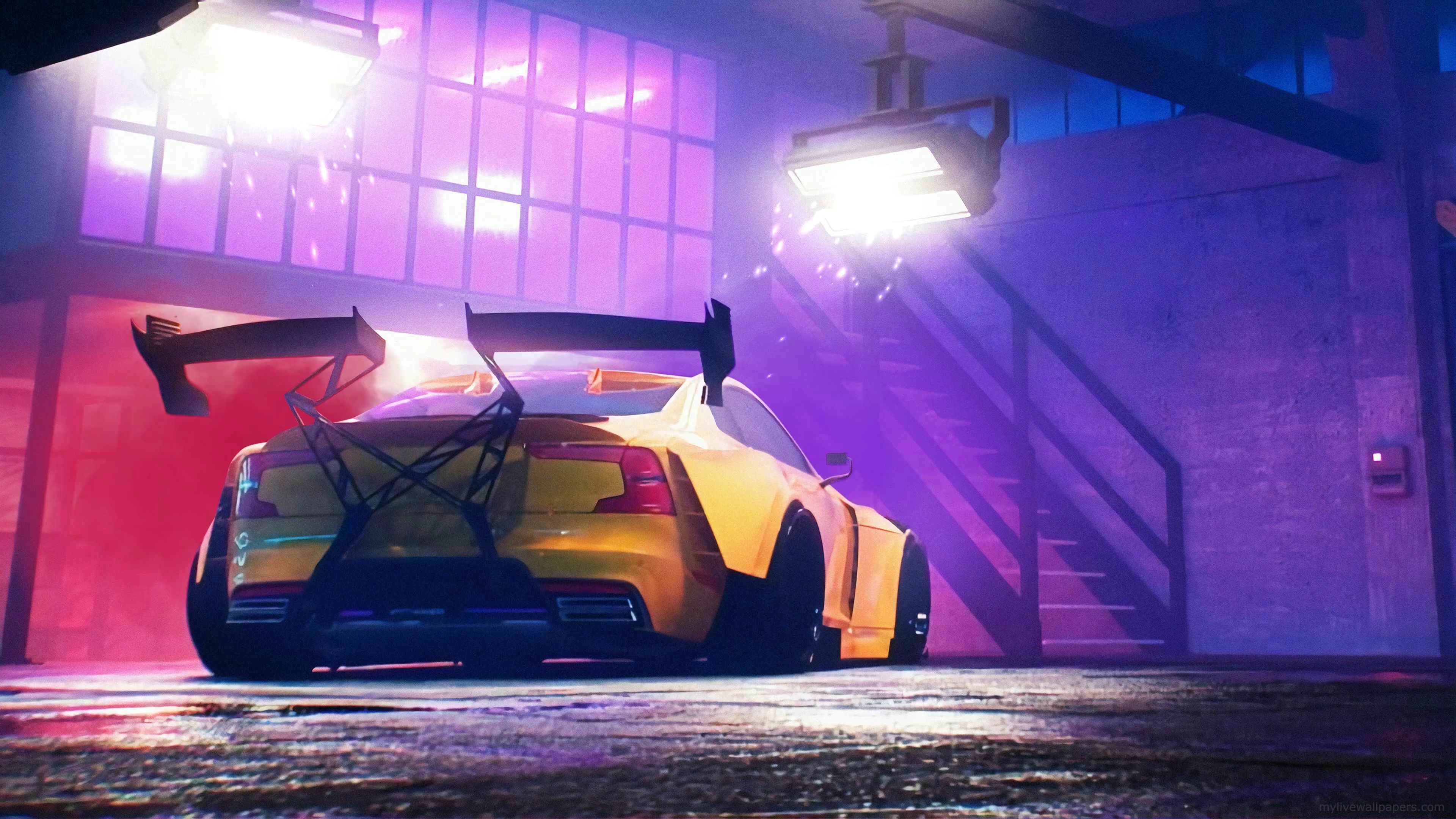 Yellow sports car (Live) - Wallpaper screenshot - Seelen UI