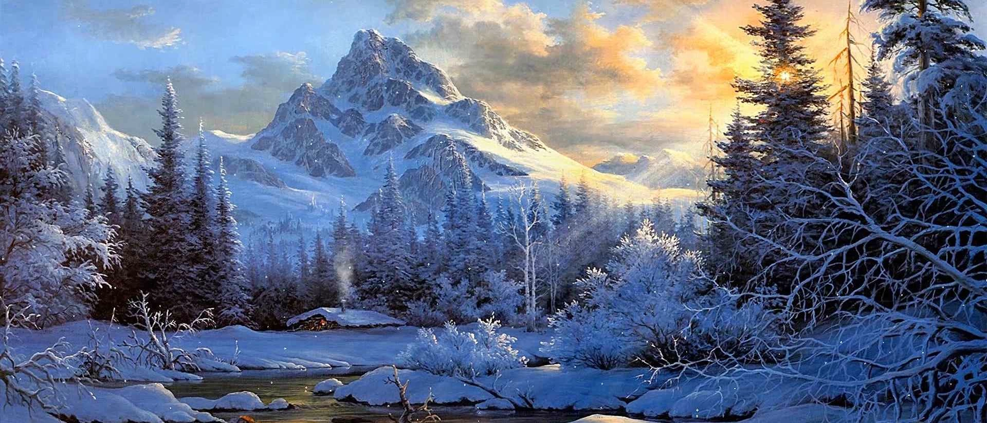 Mountain Sunset (Snow) banner