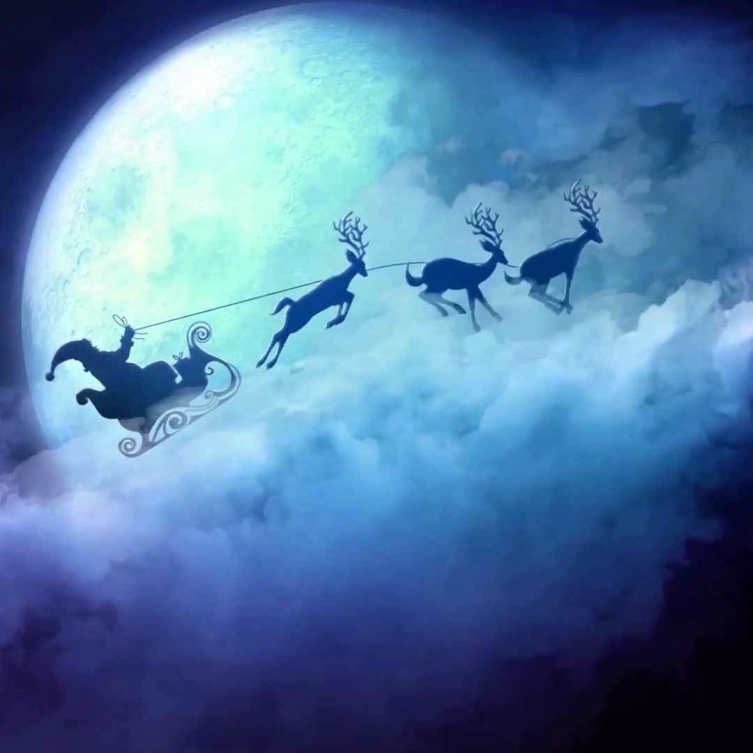 Santa And Reindeer Flying In Clouds (Live) - Seelen Wallpaper