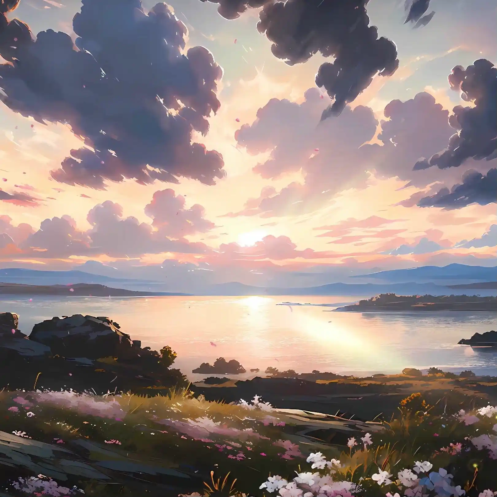 Flowers at Sunset - Seelen Tapete