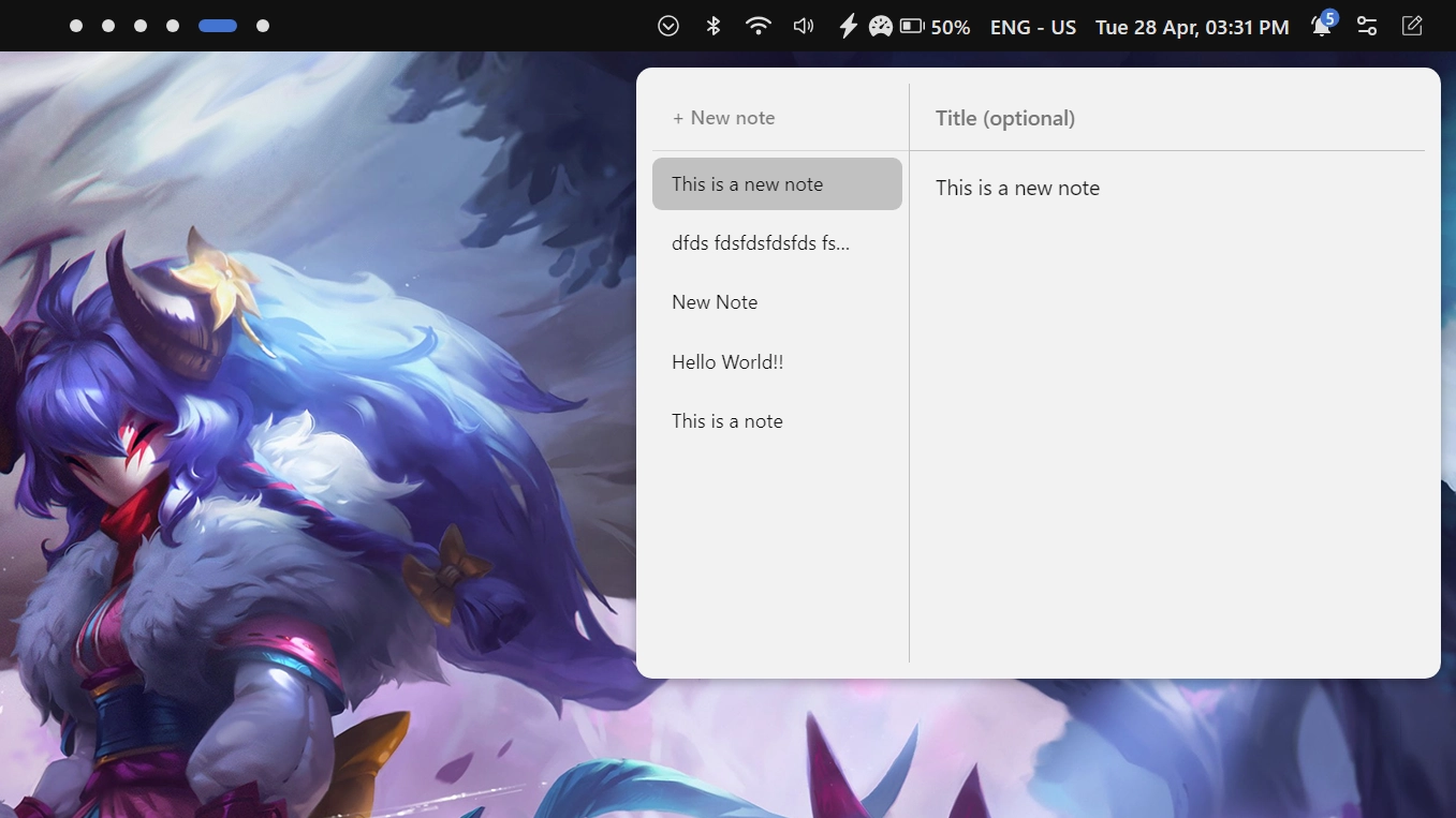 త్వరిత నోట్స్ - Widget screenshot - Seelen UI