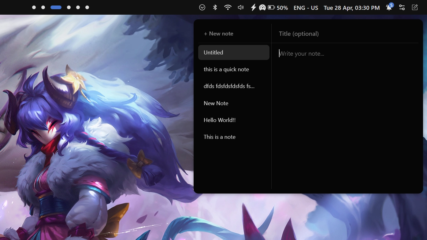 త్వరిత నోట్స్ - Widget screenshot - Seelen UI