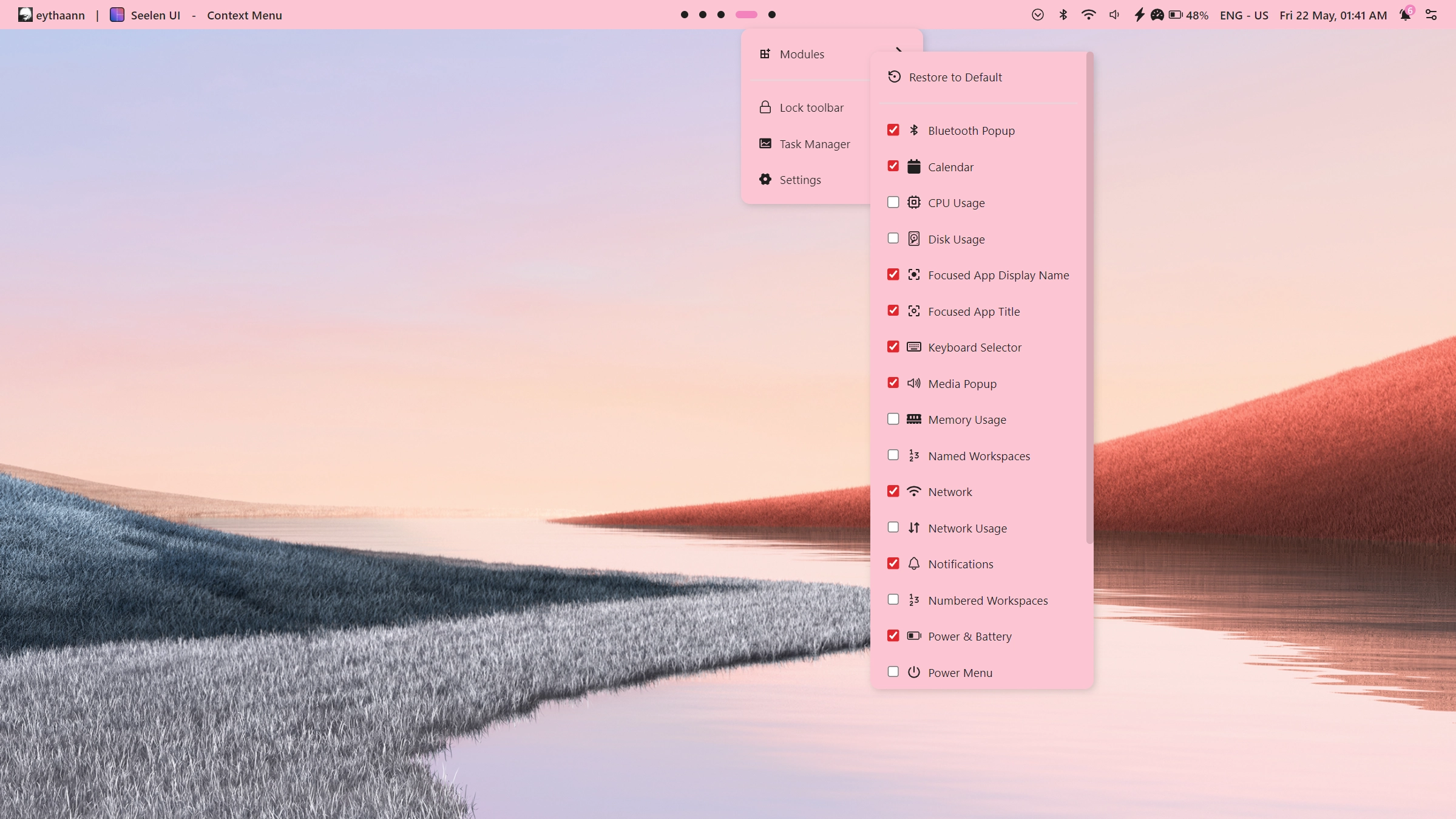 የፓስቴል ሮዝ ገጽታ - Theme screenshot - Seelen UI