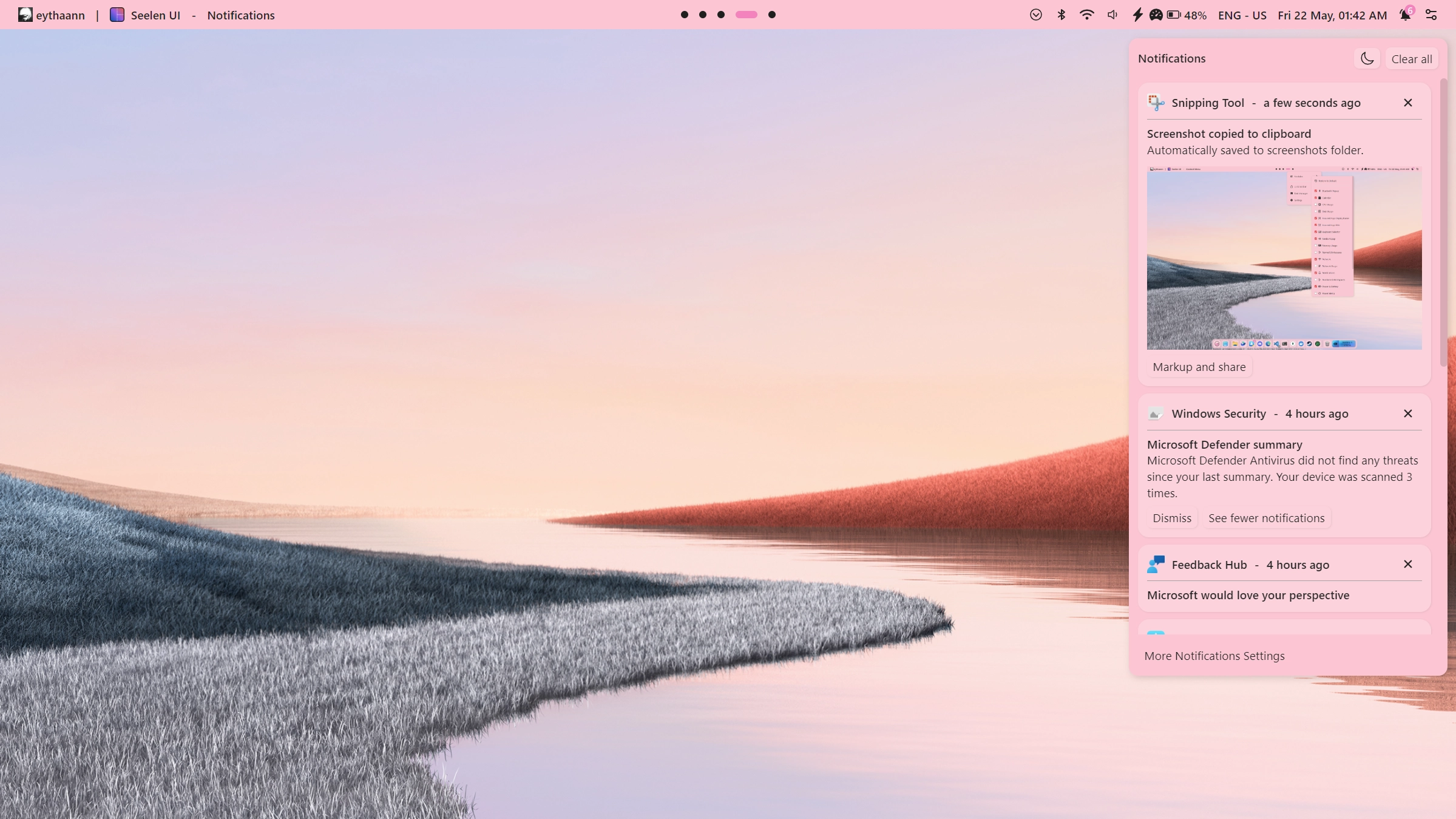 የፓስቴል ሮዝ ገጽታ - Theme screenshot - Seelen UI