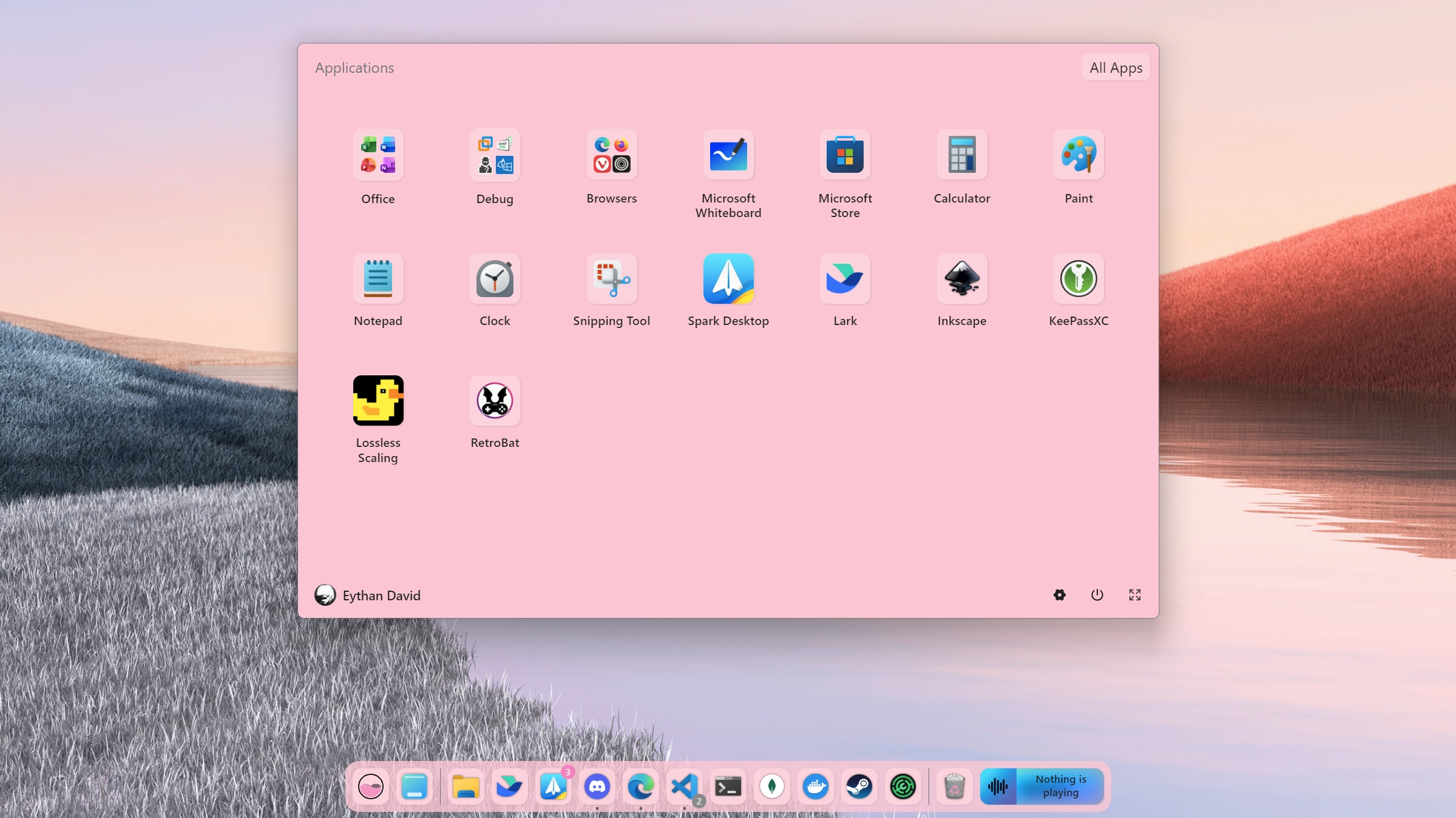 የፓስቴል ሮዝ ገጽታ - Theme screenshot - Seelen UI