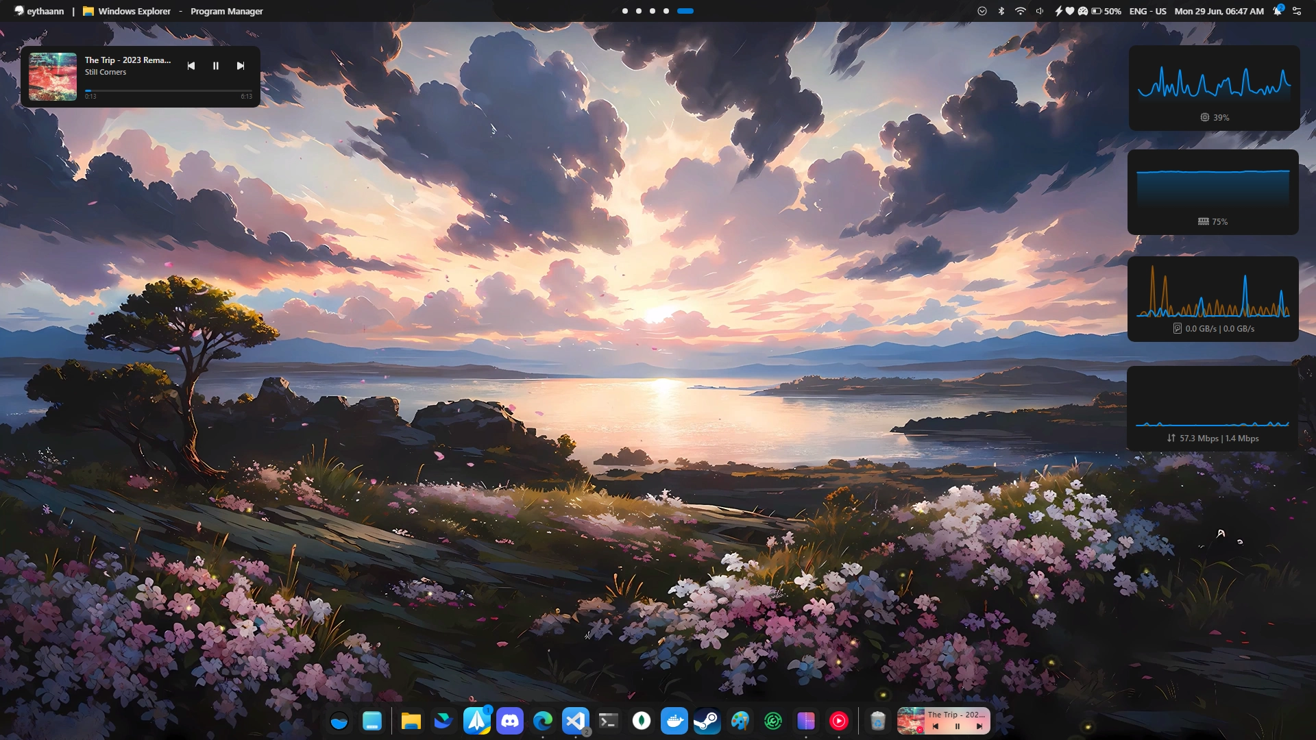 Minimalistische netwerk-I/O - Widget screenshot - Seelen UI