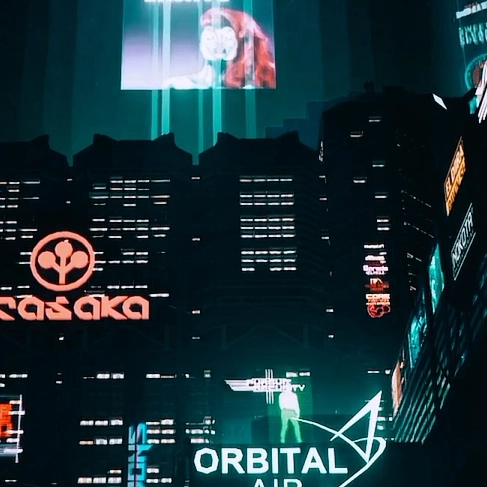 Futuristic cyberpunk city - Seelen Behang