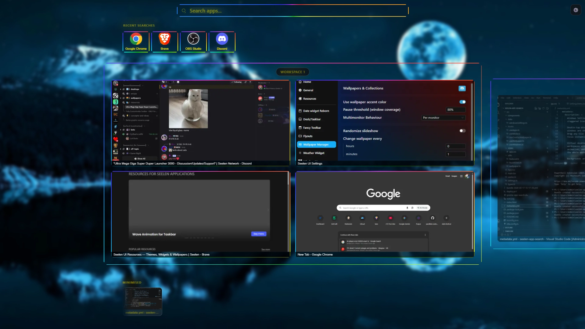 Ultra Mega Giga Super Duper Launcher 3000 - Widget screenshot - Seelen UI
