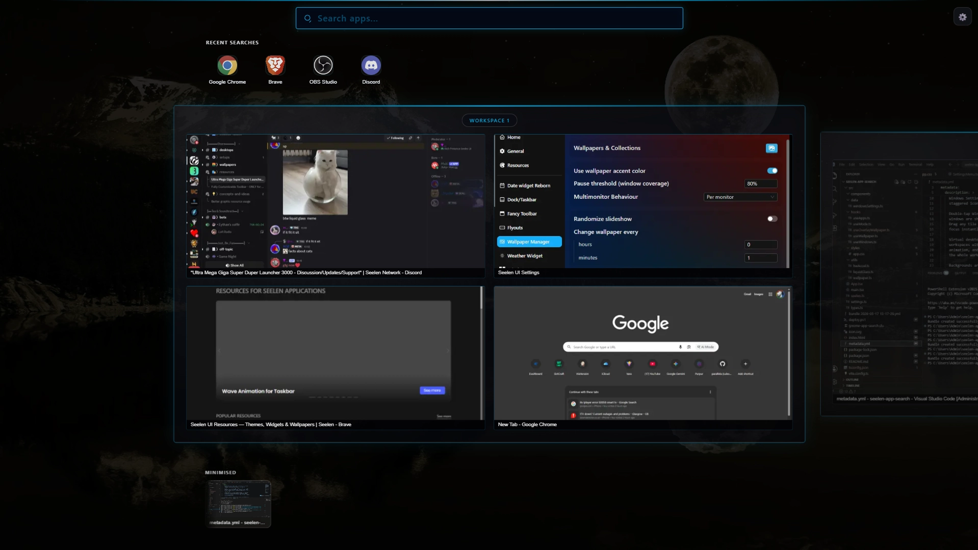 Ultra Mega Giga Super Duper Launcher 3000 - Widget screenshot - Seelen UI