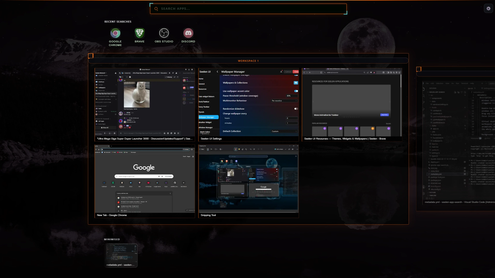 Ultra Mega Giga Super Duper Launcher 3000 - Widget screenshot - Seelen UI