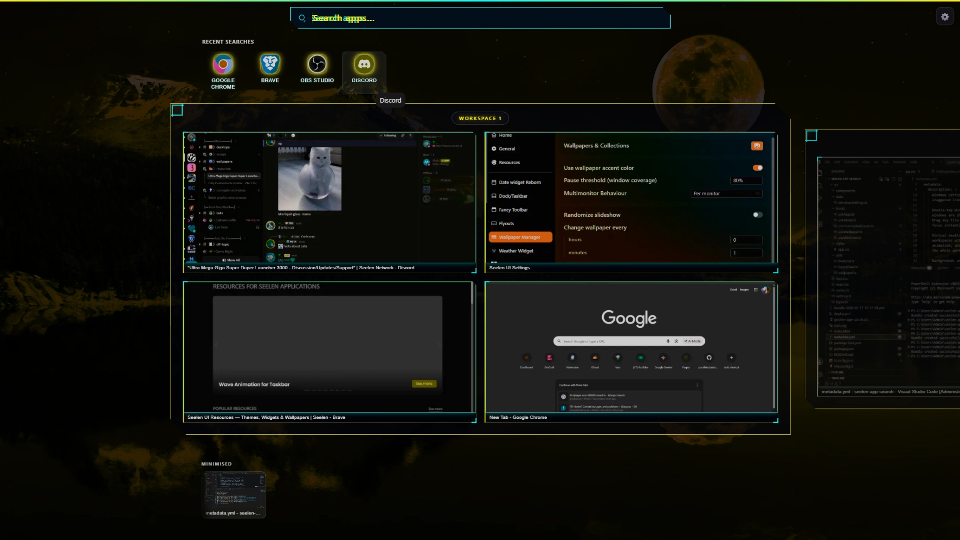 Ultra Mega Giga Super Duper Launcher 3000 - Widget screenshot - Seelen UI