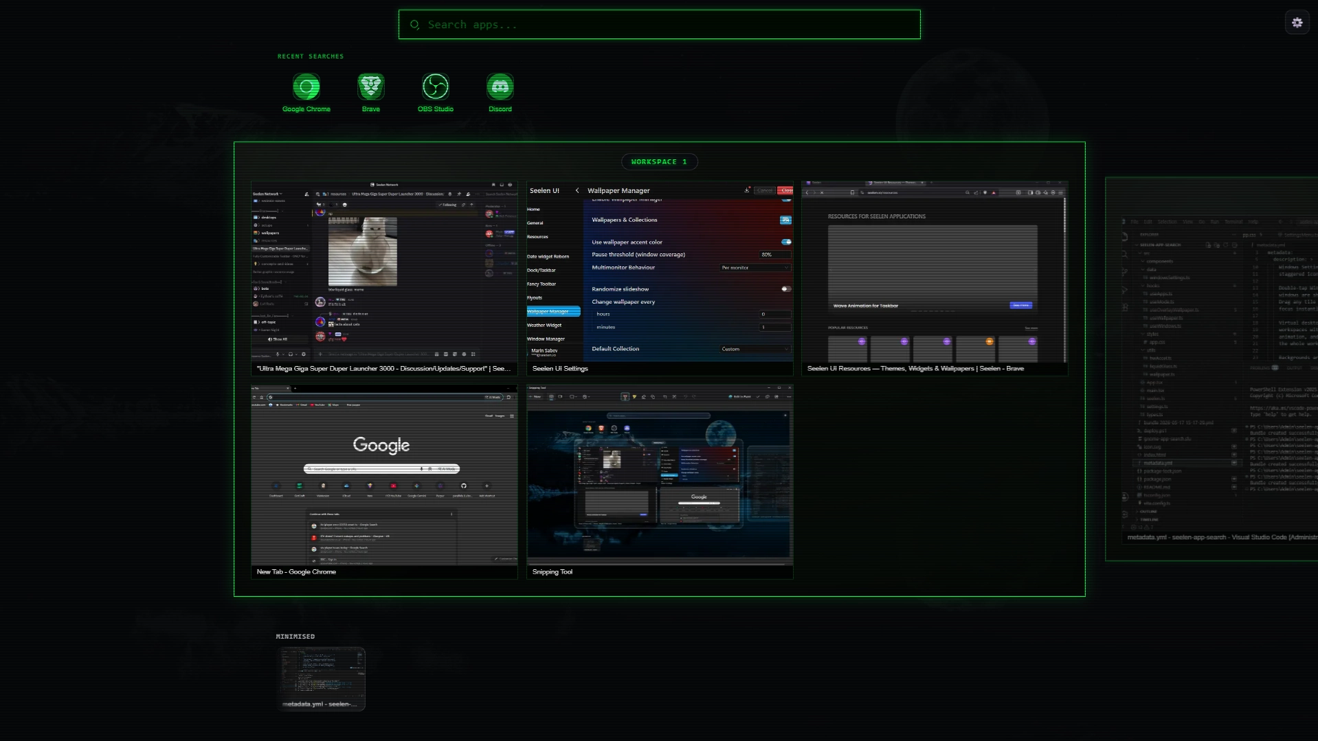 Ultra Mega Giga Super Duper Launcher 3000 - Widget screenshot - Seelen UI