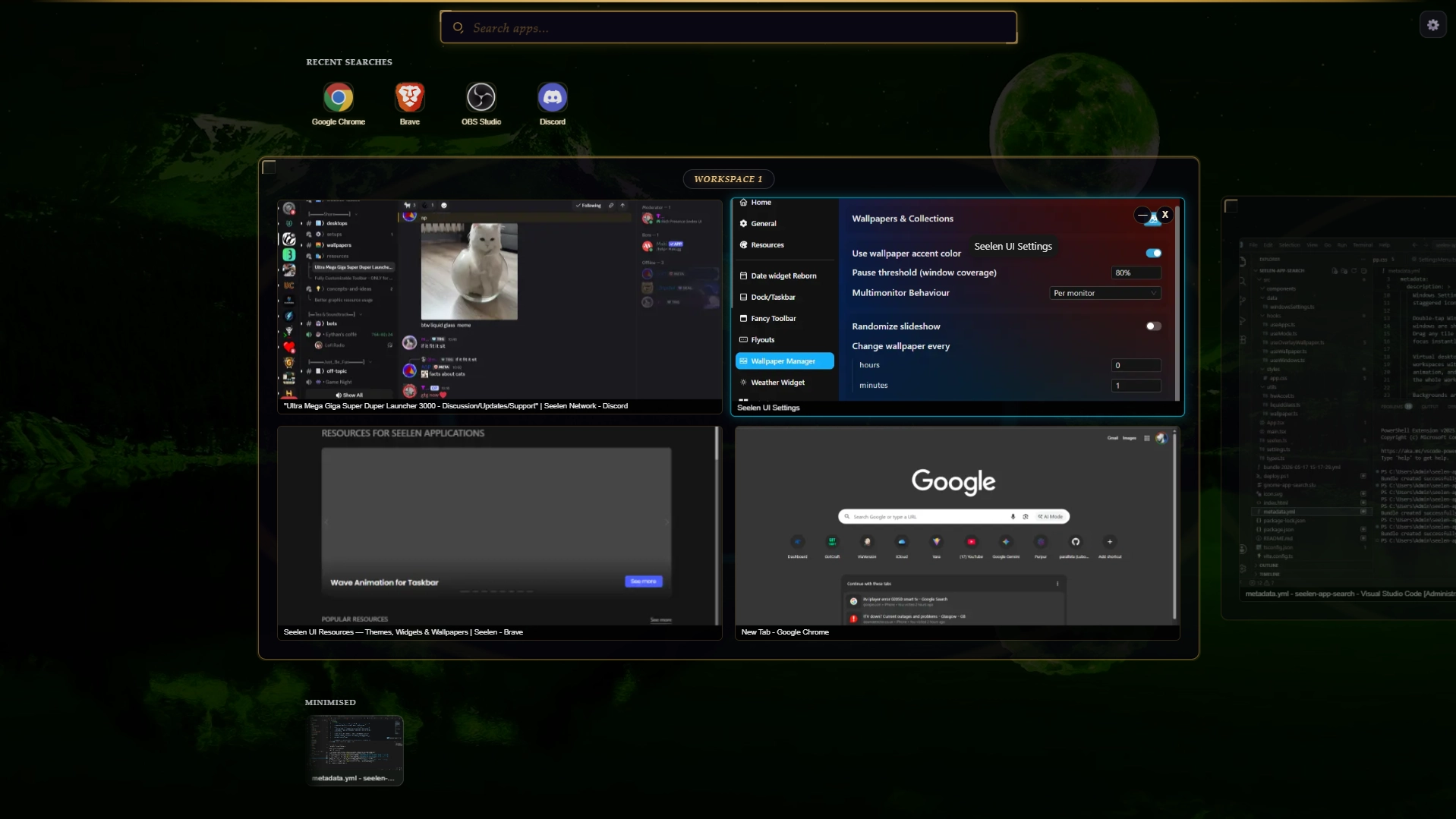 Ultra Mega Giga Super Duper Launcher 3000 - Widget screenshot - Seelen UI